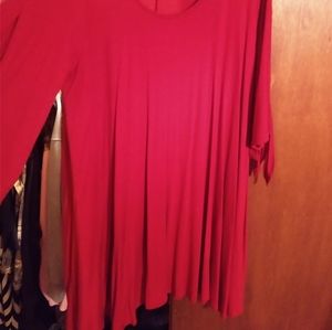 Red knee length Emerald dress, 2x